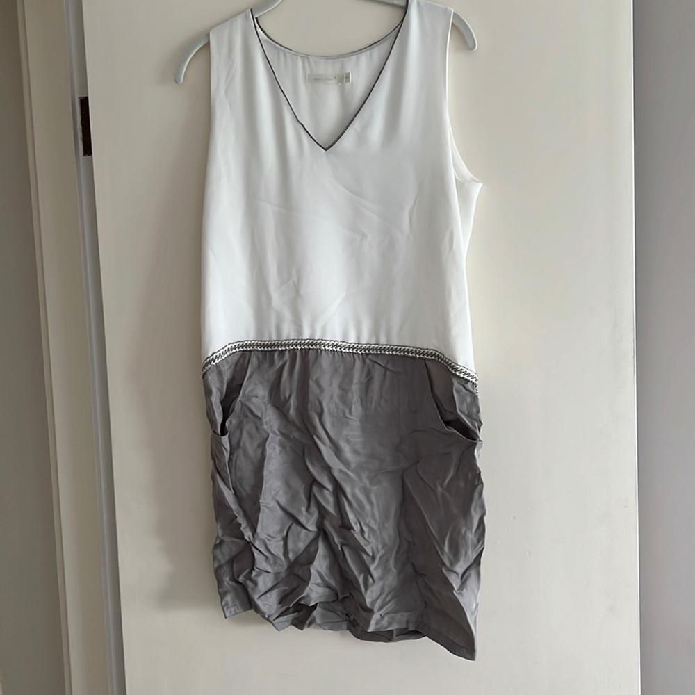 Gray and white dress